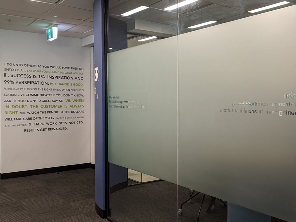 Office interior signage